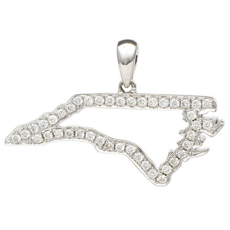 14KW Diamond (0.32) North Carolina Map Pendant