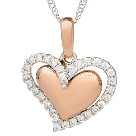 14KWR Diamond (.08) Halo High Polsh Heart