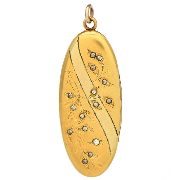 Art Nouveau-Style Cubic Zirconia Photo Locket Pendant