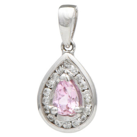 14KW Tourmaline(0.40) & Diamond(0.16) Halo Pendant
