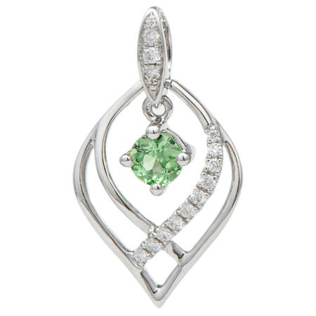 14KW Tsavorite Garnet(0.30)& Diamond(0.06) Pendant