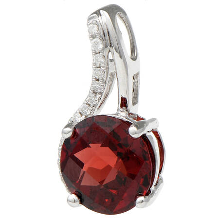 14KW Garnet(3.10) & Pave Diamond Swirl Pendant