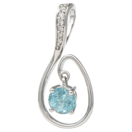 14KW Blue Zircon(0.65) & Diamond Pendant