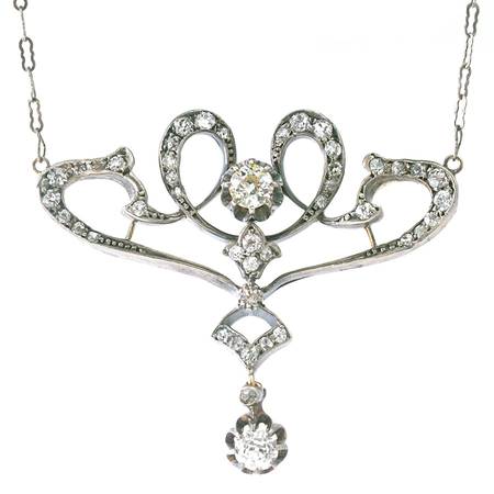 18KY & Sterling Lavaliere Diamond (1.00) Pendant