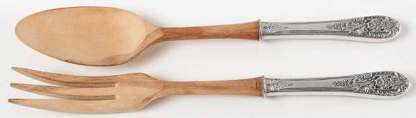 Crown Princess (Sterling, 1949) Wooden Bowl 2-Piece Salad Set