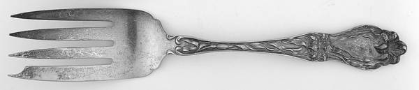 Lily-Floral (Sterling, 1910) Medium Solid Cold Meat Serving Fork