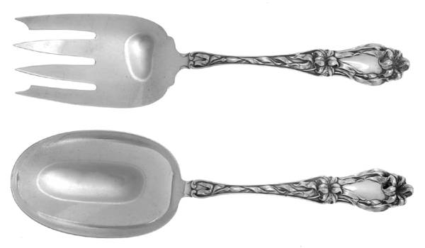 Lily-Floral (Sterling, 1910) Solid 2-Piece Vegetable Serving Set