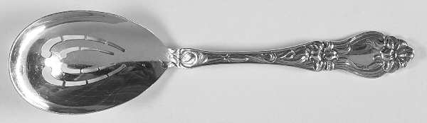 Lily-Floral (Sterling, 1910) Pierced Solid Serving Spoon
