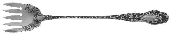 Lily-Floral (Sterling, 1910) Large Handle Solid Tined Sardine Srving Fork