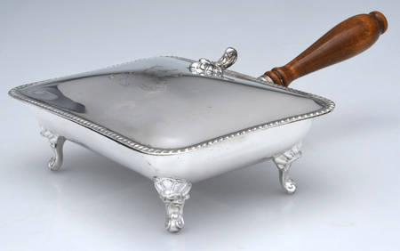Silverplate Hollowware Silent Butler with Hinged Lid