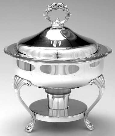 Silverplate Hollowware Chafing Dish W/Lid, Burner & Stand