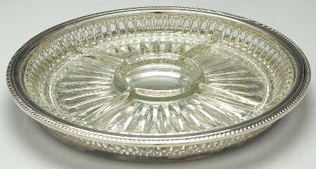 Silverplate Hollowware 5 Part Relish with Glass Divided Liner