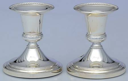 Silverplate Hollowware Pair of 3" Console Candleholders