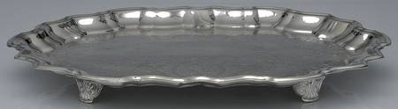 Silverplate Hollowware 14" 4 Toed Rectangular Tray