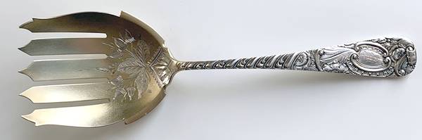 Earle (Sterling, 1890) Large Solid Bright Cut Fish Serving Fork