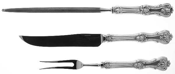 Federal Cotillion (Sterling, 1901, No Monograms) Small Steak 3-Piece Carving Set with Stainless Blade