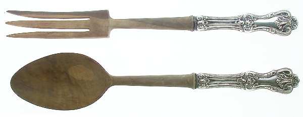 Federal Cotillion (Sterling, 1901, No Monograms) Wooden Bowl 2-Piece Salad Set