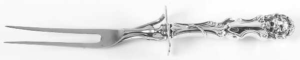 Lion (Sterling, 1903, No Monograms) Large Stainless-Prong Roast Carving Fork