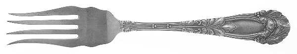Oak (Sterling, 1912, Monograms) Small Solid Cold Meat Serving Fork