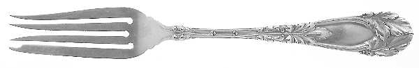 Oak (Sterling, 1912, Monograms) Medium Solid Cold Meat Serving Fork