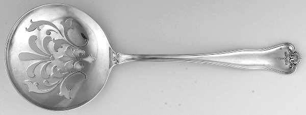 Priscilla (Sterling, 1924, No Monograms) Large Pierced Pea Serving Spoon