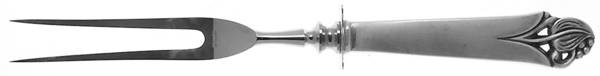 Woodlily (Sterling, 1945, Satin) Small Steak Carving Fork with Stainless Prongs