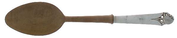 Woodlily (Sterling, 1945, Satin) Salad Serving Spoon with Wooden Bowl