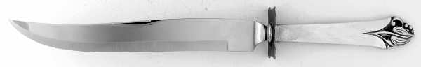 Woodlily (Sterling, 1945, Satin) Large Carving/Roast Knife StnlBl w/Sterling Guard