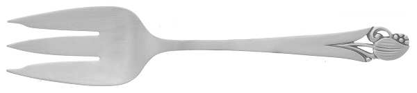Woodlily (Sterling, 1945, Satin) Medium Solid Cold Meat Serving Fork