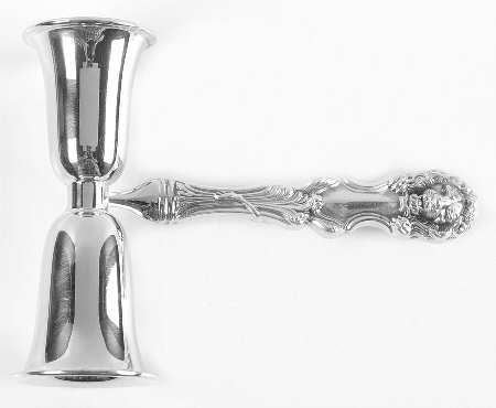 Lion (Sterling, New) Double Jigger with Handle, Silverplate Bowls