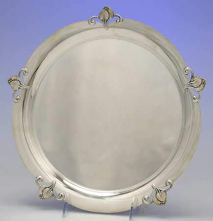 Woodlily (Sterling, 1945, Hollowware) 10" Round Sterling Tray