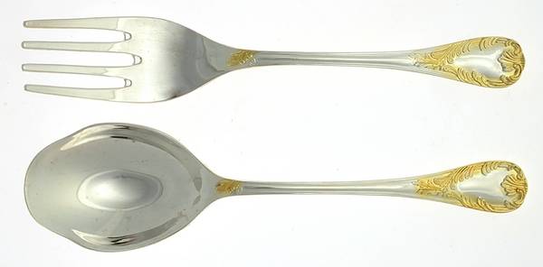Golden Old Vienna (Silverplate, Gold Accents) (2 Pc) Solid Salad Set