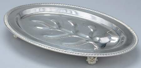 FBR21 (Silverplate, Hollowware) 16" 4 Toed Meat Platter with Well