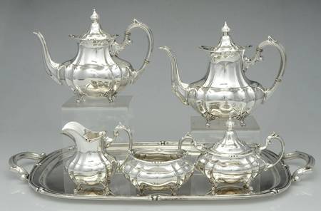 Duncan-Footed Duncan (Sterling, Hollowware) 6 Piece Tea Set (SCP, STP, SCR, SSU, SWB, WTL)