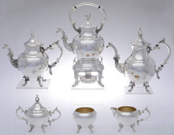 1960 (Silverplate, Hollowware) 6-Piece Plated Tea Set (Waste & Kettle)