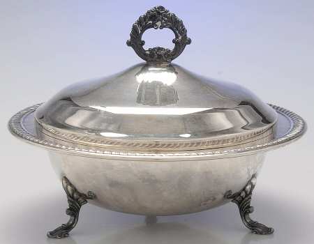 1158 (Silverplate, Hollowware) Round Plated Covered Casserole No Glass