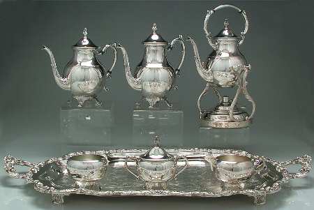 2391 (Silverplate, Hollowware) 7-Piece Tea Set with Comp Tray