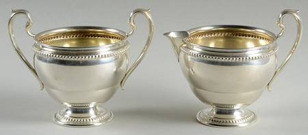 FTG1 (Sterling, Hollowware) Mini Sterling Creamer and Open Sugar