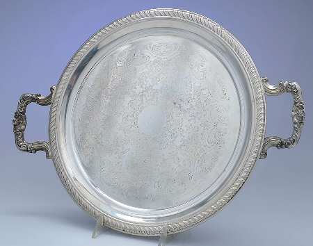 1200 (Silverplate, Hollowware) 12" Round Handled Tray