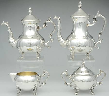 Lady Margaret (Silverplate, Hollowware) (4 Piece) Silverplate Tea Set