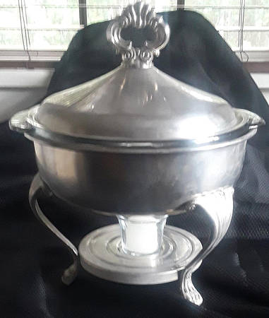 Provincetown (Pewter, Hollowware) Chafing Dish W/Lid, Liner, Stand & Burner