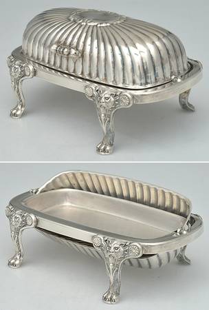 357 (Silverplate, Hollowware) Round Roll Top Butter No Glass Liner