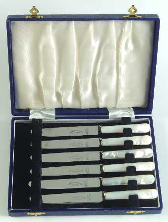 Pearl Handle (Stainless) New French Hollow Handle Butter Spreader Stainless Blade - Set of 6