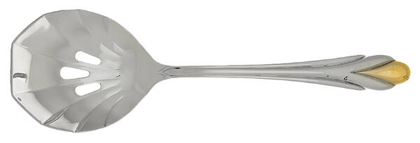 Amore (Stainless, Gold Accent) Pierced Solid Serving Spoon