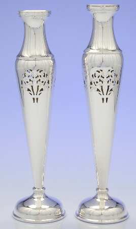 Silverplate Hollowware Pair of 14" Vases