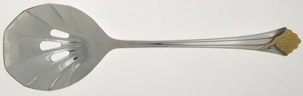 FTU16GA (Silverplate, Gold Accent) Pierced Solid Serving Spoon