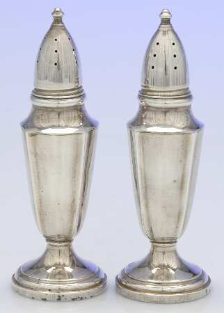 453 (Sterling, Hollowware) Weighted Salt and Pepper Set by Fisher Silversmiths