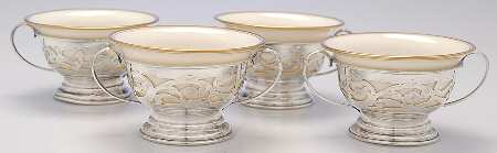 313 (Sterling, Hollowware) Bouillon Cup with Liner - Set of 4 by Fenniman Co
