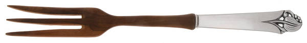 Woodlily (Sterling, 1945, Glossy) Salad Serving Fork with Wooden Prongs