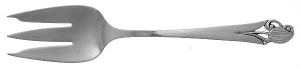 Woodlily (Sterling, 1945, Glossy) Medium Solid Cold Meat Serving Fork